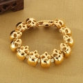Polished gold stainless steel skull bead bracelet with lobster clasp in gothic style - Gold