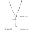 Detailed specs of the stainless steel bead chain necklace with OT toggle clasp and 40cm length - Single Layer Bead Chain Ring T-Bar Style (HC-N40373)