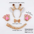 Set costume da giraffa per bambini con cerchietto, papillon, coda e guanti con macchie - Set Girafe Gialla 4 Pezzi con Guanti