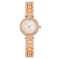 Elegant rose gold women's quartz watch with sparkling rhinestones and numeric dial - Rose Gold