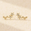 Elegant gold S925 silver star earrings set with sparkling cubic zirconia crystals - Gold