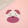 Sottobicchiere in silicone a forma di cane rosa e bianco, resistente al calore per tavolo - Cane Viola / 10x9cm