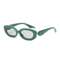 Gafas de sol ovaladas retro con montura verde oscuro brillante y lentes grises - Montura Verde Lentes Grises Claros