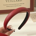 Elegant red PU leather headband for women with a vintage high-top design - Red PU Leather