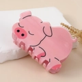 Süße rosa Acetat-Haarklammer im Schweinchen-Design für Mädchen, Haarschmuck-Detail - Rosa Schwein