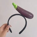 Funny novelty headband with large dark purple eggplant vegetable for costume parties - Eggplant