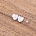 Handmade DIY heart-shaped shell bead with golden letter M and white pearl accent - Letter M