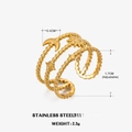 Adjustable triple-layer gold stainless steel ring featuring celestial sun, moon, and stars - Adjustable Open / Gold