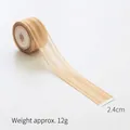 Champagne 2.4cm wide organza gold ribbon for DIY Christmas gift packaging and bows - 2.4cm Champagne Sheer Ribbon with Satin Stripes (6 Yards)