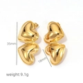 Orecchini a doppio cuore dorato in acciaio inossidabile placcato oro 18k con misure - Orecchini a Pendente a Doppio Cuore (35mmx18mm)