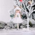Angelo di Natale in peluche con ali glitterate d'argento e gonna in tulle bianco - Ragazza Bianca Con Fiocco Di Neve