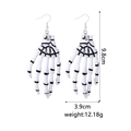 Detailed dimensions of white skeleton hand earrings showing 9.8cm length and 3.9cm width - Resin Skeleton Hand 1 White