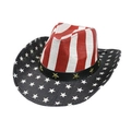 Western cowboy hat with American flag stars and stripes pattern and golden star band - 56-58cm / Flag Style 11