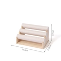 3-tier beige velvet jewelry display stand with bamboo wood base and size markings - 30cm/3-Tier / Beige