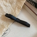 Elegant black patent leather bow hair clip with silver metal clip in minimalist style - 46# Duckbill Clip-Black-Single