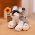 Gray and white Schnauzer plush keychain with metal ring and soft fur texture - 14cm Sitting Schnauzer