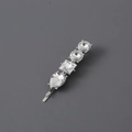 Silver-tone hairpin with linear arrangement of clear sparkling crystals in various cuts - Silver White Rhinestone Hair Clip