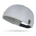 Grey mesh dockers cap with breathable hollow design and brown leather label - Light Gray