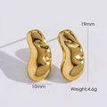 Orecchini a perno a forma di fagiolo in acciaio placcato oro 14K da 19mm x 10mm - Oro