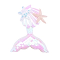 Pink and white sequined mermaid tail hair clip with glitter seashell and starfish accent - White