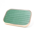 Green velvet jewelry tray with gold metal frame for rings and earring display - Ring Row Tray