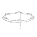 Elegant S925 sterling silver double-layer bracelet with natural freshwater pearls and clasp - 4-4.5mm Pearl (16.5+5cm) / Silver