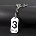 Edelstahl Lucky Number 3 Schlüsselanhänger für Taschen und Autoschlüssel mit Anhänger - Zahl 3