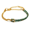 Gold plated twist chain bracelet with green faceted natural stone beads and lobster clasp - Dark Green Natural Stone Splicing (Gold Twist Chain-3)