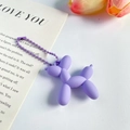 Lavender purple laser balloon dog keychain with matching bead chain and matte finish - Matte Purple