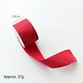 Red linen texture Christmas ribbon 3.8cm wide roll for festive DIY bows and tree decor - 3.8cm Red Cotton Linen / 6 Yards