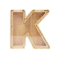 Minimalist wooden money box in the shape of the letter K with transparent acrylic front - Letter K
