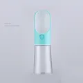 Blue and white portable dog water bottle with wide bowl and one-button control - Blue and White Water Style / With Rabbit Ear Decoration