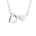 Collana minimalista in argento con ciondolo lettera D e cuore con catena a maglie - D-Acciaio
