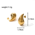 Orecchini a goccia dorati lucidi in acciaio inossidabile, dimensioni 3,14 cm per 1,79 cm - ER-647 Orecchini Lisci Oro Taglia L