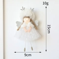 White Christmas angel girl ornament with silver antlers and tulle skirt, 15cm size - White