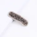 Minimalist BB hair clip with dark grey and white rhinestones on a silver alloy base - Style 2 Grey [Square]