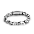 Vintage oxidiertes Edelstahl-Kettenarmband für Herren mit eingravierter Dream-Schrift - 19cm / Silber