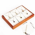 Solid wood jewelry tray with white velvet lining for necklace and pendant display - Brown Pendant Tray-Velvet New Style