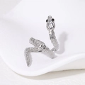 Exaggerated silver snake shaped stainless steel open ring with scale texture design - Adjustable / Steel