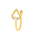 Golden non-piercing U-shaped nose ring with triangular frame and rectangular zircon - KC Gold 8661
