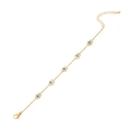 Goldenes Kettenarmband mit fünf Hamsa-Hand-Anhängern und blauen Evil-Eye-Details - 4# Palme