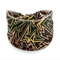 African print knot headband with colorful lightning patterns on black elastic fabric - Style 46