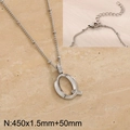 Silver steel letter Q pendant necklace with diamond accents and 1.5mm chain detail - Silver Letter Q (KN287012-Z)