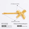 Barrette à cheveux nœud en acier inoxydable doré avec finition métallique texturée - Pince à Cheveux Nœud Papillon Texture Verticale (FS71032)