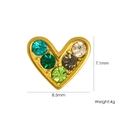 Orecchini a cuore dorati con strass colorati in blu lago e verde brillante - Stile Cuore Strass Multicolore (YTE2411008-21)