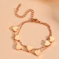 Double-layered stainless steel heart bracelet in 18k rose gold plating for women - Rose Gold