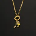 Roestvrijstalen ketting met letter L hanger en gele zirkoon in 14K goud finish - L