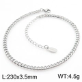 Silver stainless steel 3.5mm NK Cuban chain anklet measuring 230mm in length - Silver Curb Chain Style (KJ3762-Z)