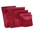 Premium wine red velvet jewelry pouches with gold snap buttons in five various sizes - Size 1 6.5x6.5cm / Red