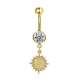 Golden belly ring featuring a brilliant zircon stone and an eight-pointed star pendant - Style 7